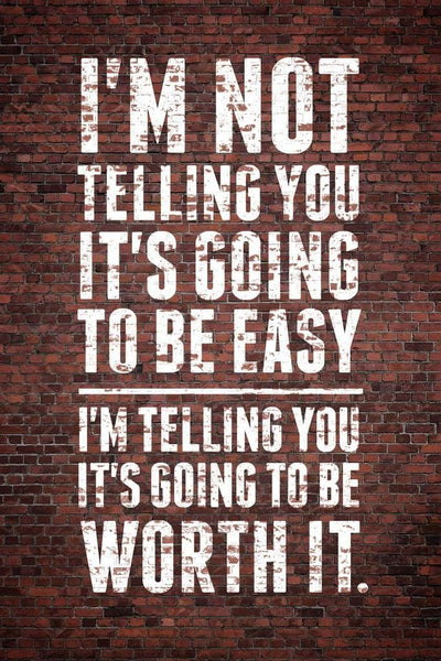 Im Not Telling You Its Going to Be Easy Worth It Motivational Wall Inspirational Teamwork Quote Inspire Quotation Gratitude Positivity Support Motivate Cool Wall Art Print Poster 24X36