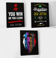 Jiu Jitsu Poster - Set of 3 - BJJ Wall Art Full Color - Brazilian Jiu Jitsu (8 X 10 Inches - Canvas)