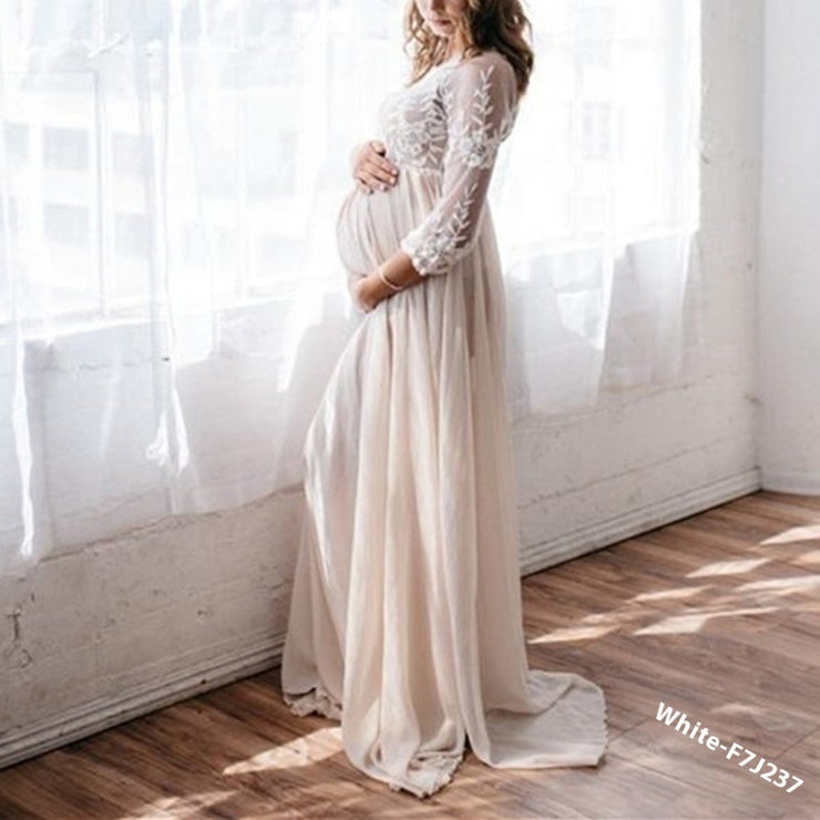 Lace Chiffon Patchwork Maternity Dress