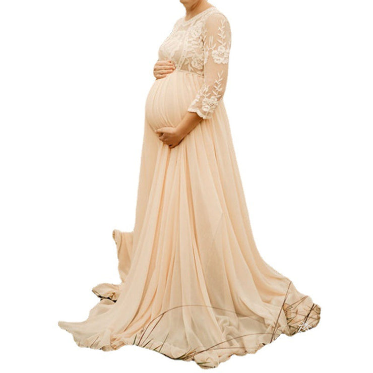 Lace Chiffon Patchwork Maternity Dress