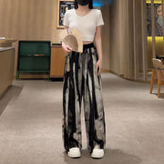 New Guo Feng Ink Painting Ice Silk Wide-leg Pants Summer Women