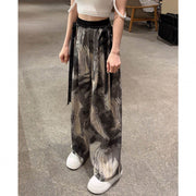 New Guo Feng Ink Painting Ice Silk Wide-leg Pants Summer Women